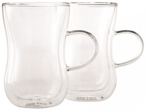 סולתם סט 2 כוסות זכוכית דופן כפולה עם ידית 150 מ״ל