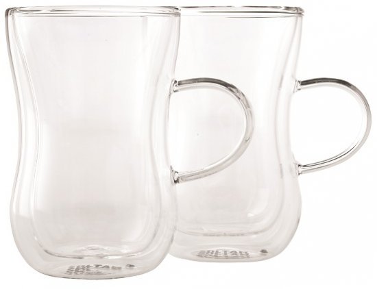 סולתם סט 2 כוסות זכוכית דופן כפולה עם ידית 150 מ״ל