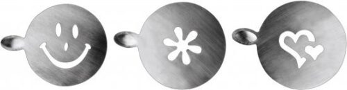 213896_b_1.jpg Ibili סט 3 מסיכות נירוסטה לעיטור קפה 10 ס״מ