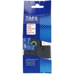 247593.jpg סרט תוויות AZe-232 אדום על לבן 12 מ״מ Printech