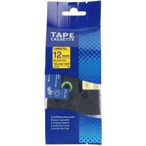 247617.jpg סרט תוויות AZe-631 שחור על צהוב Printech 12 מ״מ