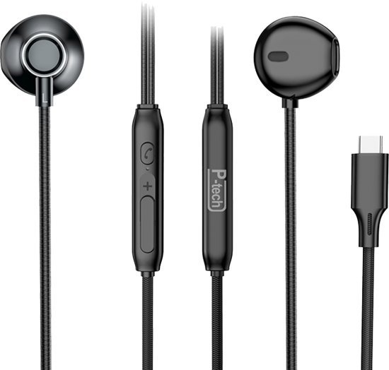 אוזניות סטריאו עם מיקרופון Power-Tech P-T C1 – צבע שחור