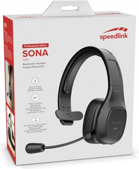 אוזניית קשת On-Ear אלחוטית עם מיקרופון SpeedLink Sona Mono – צבע שחור