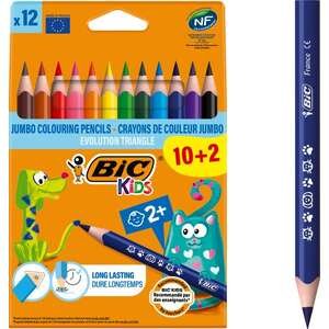 חבילת 12 עפרונות ג׳מבו צבעוניים משולשים BIC קידס Evolution