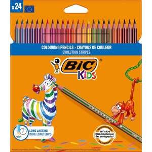 חבילת 24 עפרונות צבעוניים BIC קידס Stripes