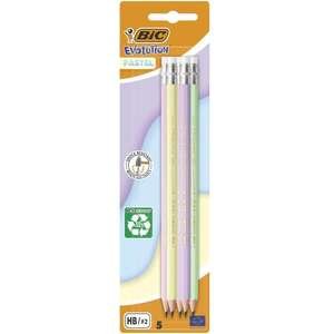 חבילת 5 עפרונות גרפיט HB פסטל עם מחק BIC אקולושנס