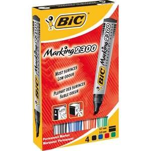 חבילת 4 טושים פרמננטיים BIC 2300 ראש שטוח