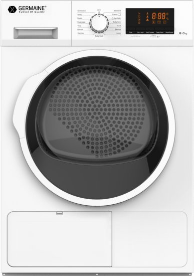 מייבש כביסה פתח חזית קונדנסור 8 ק"ג Germaine GM-808S5W – צבע לבן