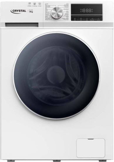 מכונת כביסה פתח חזית 8 ק"ג 1400 סל"ד Crystal TW1480 – צבע לבן