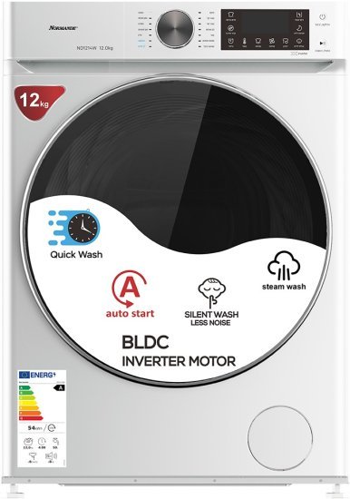 מכונת כביסה פתח חזית 12 ק"ג 1400 סל"ד Normande ND-1214W – צבע לבן