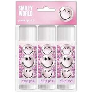 394484.jpg סט 3 דבקי סטיק 15 גרם Palphot סמיילי
