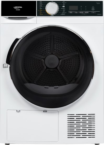 מייבש כביסה פתח חזית 8 ק"ג Crystal DHP8000 Heat Pump – צבע לבן עם דלת שחורה