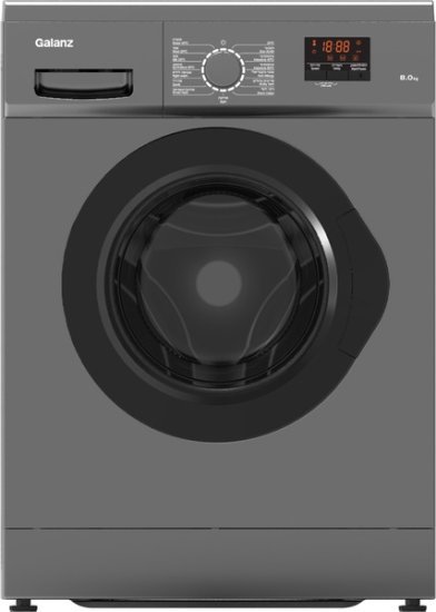 מכונת כביסה פתח חזית 8 ק"ג 1200 סל"ד Galanz GL8-WMQ8DS – צבע כסוף כהה
