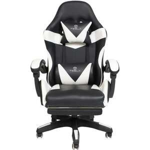 כיסא גיימינג Tesla 7038 לבן עם הדום ועיסוי