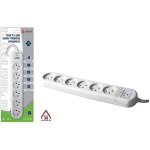 74991.jpg מגן ברקים 6 יציאות Omega OM-QD-06 ללא השהייה