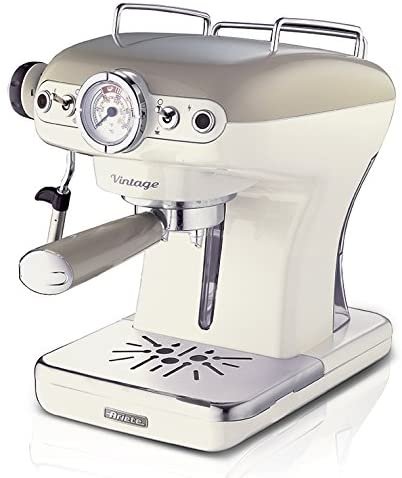 מכונת אספרסו לקפה טחון + פודים Ariete Vintage - צבע קרם / בז'
