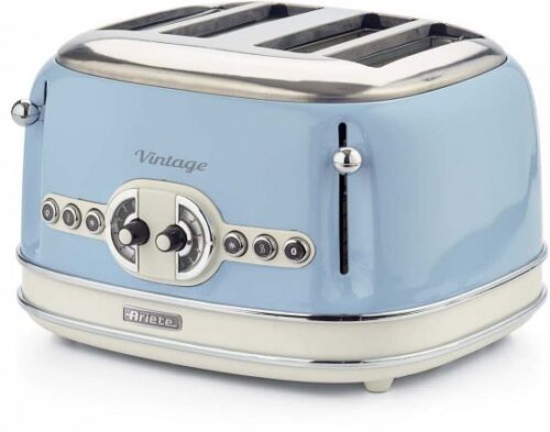 מצנם קופץ 4 פרוסות Ariete Vintage 0156 1600W - צבע קרם / תכלת