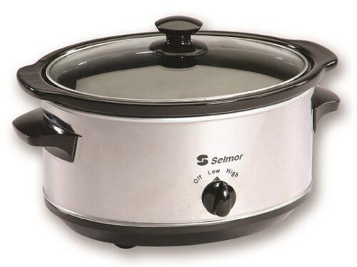 סיר בישול איטי מקרמיקה וציפוי נירוסטה 6.5 ליטר Selmor SE-673 - צבע נירוסטה