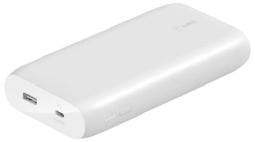 סוללה ניידת כולל כבל Belkin 20000mAh 1xUSB-A 12W + 1xUSB Type-C 30W PD - צבע לבן
