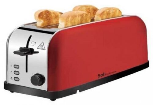 מצנם 4 פרוסות Sol SL-3417 1500W - צבע אדום
