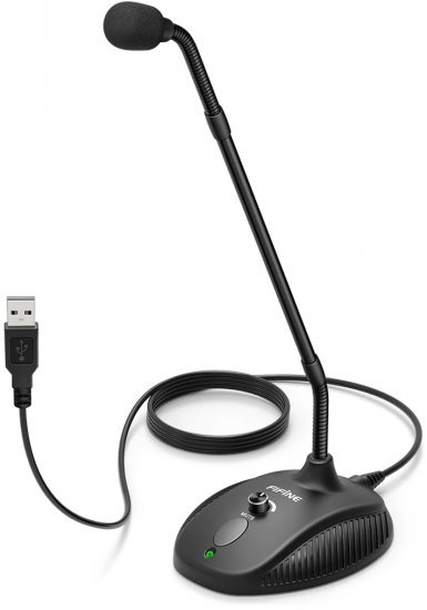 מיקרופון שולחני Fifine K052 Gooseneck USB Cardioid Condenser - צבע שחור