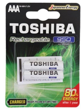 2 סוללות נטענות Toshiba Rechargeable Battery AAA 950mAh