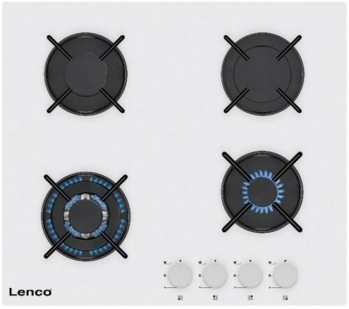 כיריים גז 4 להבות בישול LENCO LGH-6408WH - זכוכית לבנה