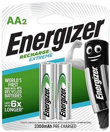 2 סוללות נטענות Energizer Recharge Extreme AA Pack