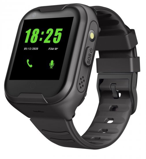 שעון GPS חכם לגיל השלישי עם סים מובנה Kidiwatch PapaWatch 4G - בצבע שחור