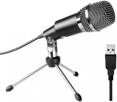 מיקרופון שולחני עם מעמד Fifine K668 USB Cardioid Condenser - צבע שחור