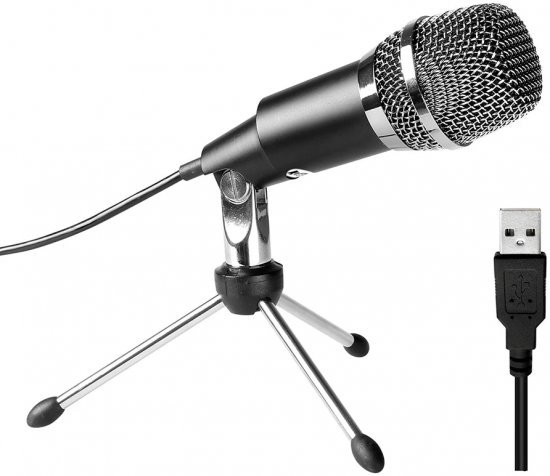 מיקרופון שולחני עם מעמד Fifine K668 USB Cardioid Condenser - צבע שחור