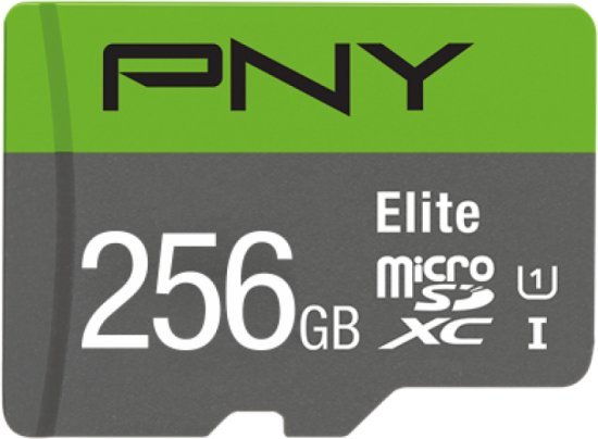כרטיס זיכרון עם מתאם PNY Elite Micro SDXC 256GB Class-10 UHS-1 U1 P-SDU256V11100EL-GE