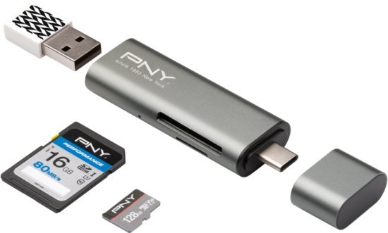קורא כרטיסים / מתאם PNY USB Type-C 3.1