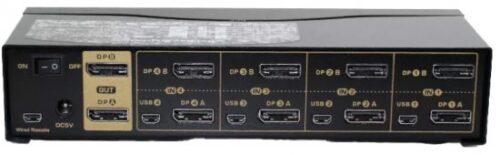 מתג KVM בעל 4 יציאות DP תומך 4K עם חיבורי USB וסאונד Gold Touch KVM-DP-4-2