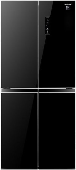 מקרר 4 דלתות מקפיא תחתון אינוורטר 472 ליטר Sharp SJ-8435-BL - זכוכית שחורה