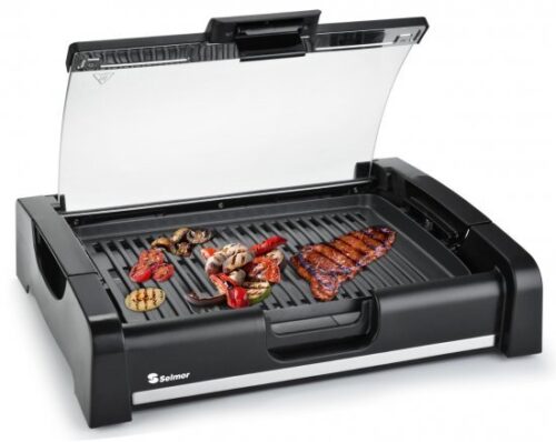 שולחן השף גריל חשמלי עם מכסה זכוכית Selmor SE-275 - צבע שחור