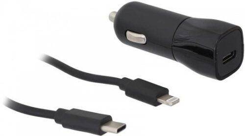 מטען מהיר לרכב עד 3A USB Type-C 30W + כבל אייפון כ-1 מטר Gplus