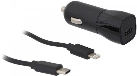 מטען מהיר לרכב עד 3A USB Type-C 30W + כבל אייפון כ-1 מטר Gplus