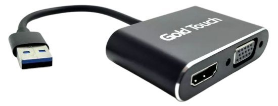מתאם וידאו חיבור USB 3.0 זכר לחיבורי VGA ו-HDMI נקבה מבית Gold Touch