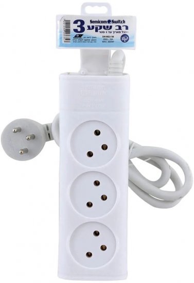 רב שקע 3 וכבל באורך עד 1 מטר Semicom