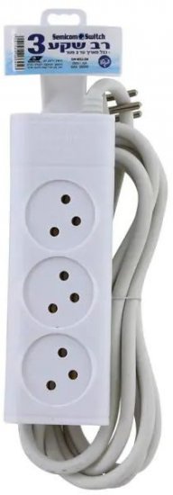 רב שקע 3 וכבל באורך עד 3 מטר Semicom