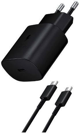 מטען קיר מהיר Samsung Super Fast Travel Charger 25W + כבל USB Type-C באורך 1.8 מטר - צבע שחור