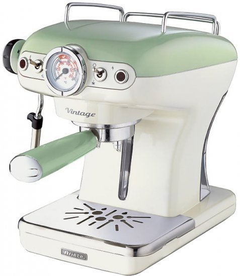 מכונת אספרסו לקפה טחון + פודים Ariete Vintage - צבע קרם / ירוק