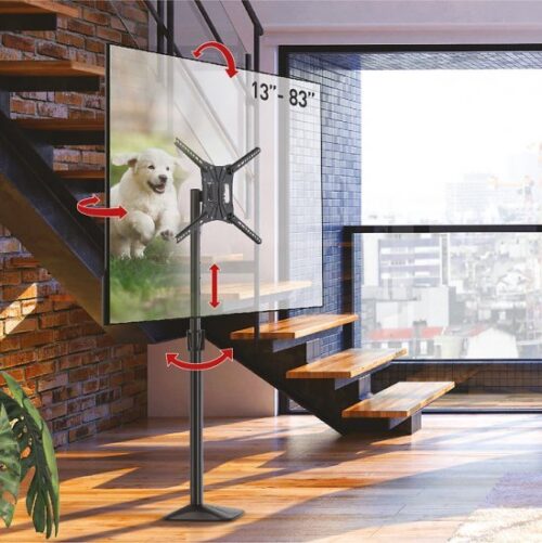 מעמד ריצפתי למסכי טלוויזיה עם הטייה וכוונון גובה במידות ''83-''13 מבית Barkan