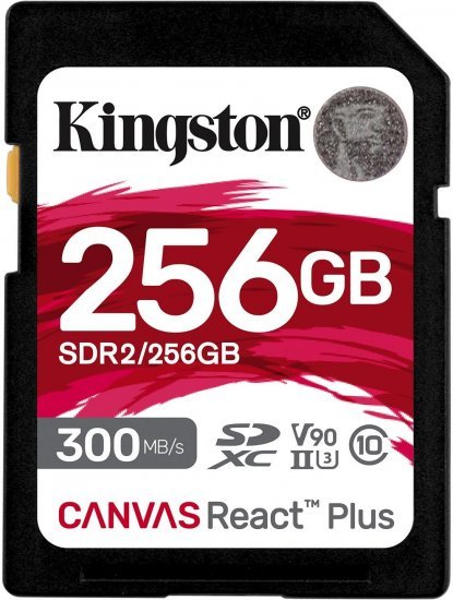 כרטיס זיכרון Kingston Canvas React Plus SDXC UHS-II U3 V90 SDR2 / 256GB - נפח 256GB
