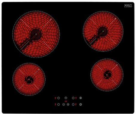 כיריים קרמיות 60 ס''מ 4 משטחי חימום 6200W מזכוכית קריסטל Normande ND 6365 צבע שחור