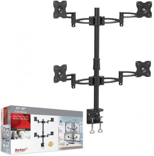 מעמד שולחני ל-4 מסכי מחשב שטוחים / קעורים 12.5 - 29 אינץ' מבית Barkan