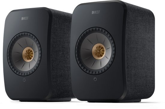 זוג רמקולים מדפיים אלחוטיים ומוגברים KEF LSX II HiFi - צבע שחור קרבון