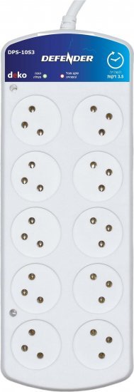 רב שקע 10 יציאות עם מגן מפני נחשולים ונפילות מתח כולל השהייה DEKO DPS-10S3