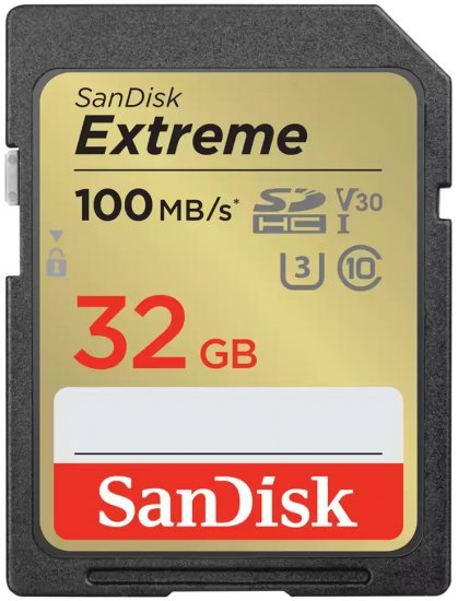 223367_b_1.jpg כרטיס זיכרון SanDisk Extreme SDHC UHS-I Class-10 U3 V30 - דגם SDSDXVT-032G-GNCIN - נפח 32GB